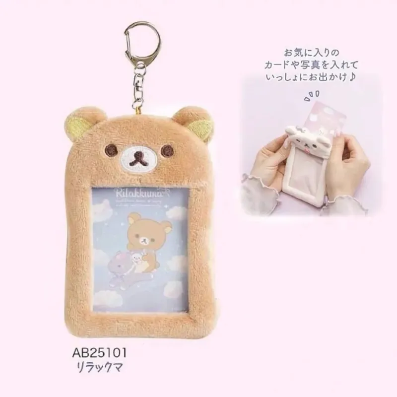 Rilakkuma Plushes portatarjetas de identificación llaveros Anime nuevo Relax Bear funda para pasaporte llavero autobús escolar tarjetas bancarias bolsas colgantes regalo