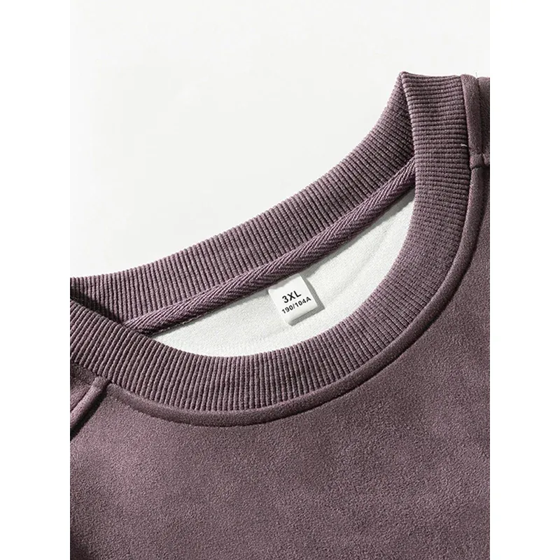 Sweat-shirt à manches longues pour homme, vêtement de marque violet, col rond, Baggy, décontracté, en daim, automne-hiver, 2026