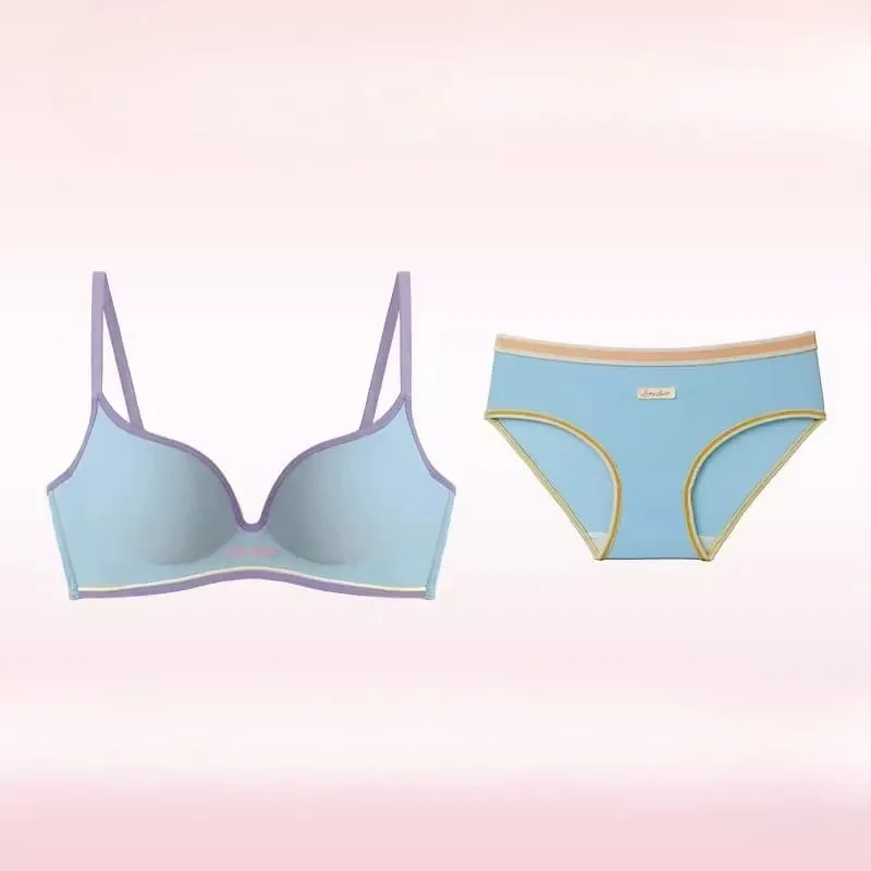 Nahtloser Push-Up-BH für kleine Brüste | Buntes gepolstertes Dopamin-Bralette | Comfort Lift & Sexy Look für Damen-BH- und Höschen-Set