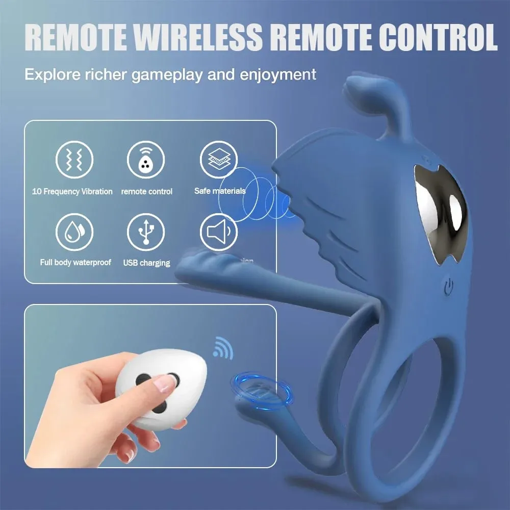 Penis Rings Vibrator for Men 10 Speeds Delay Ejaculation Double Cock Ring 4 in 1 Clitoral Stimulator Adult Sex Toys for Couple