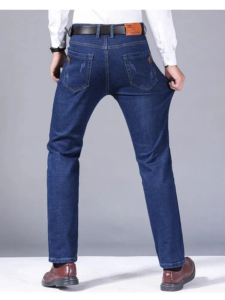 Jean droit pour hommes, pantalon Slim, extensible, confortable, doux, en Denim, vêtements de marque, nouvelle collection 2024