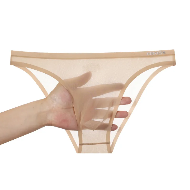 Seamless Quick Drying Men Briefs Underwear Solid Color Ice Silk Ultra-thin Underpants Sexy Breathable 3D Pouch Panties Undies