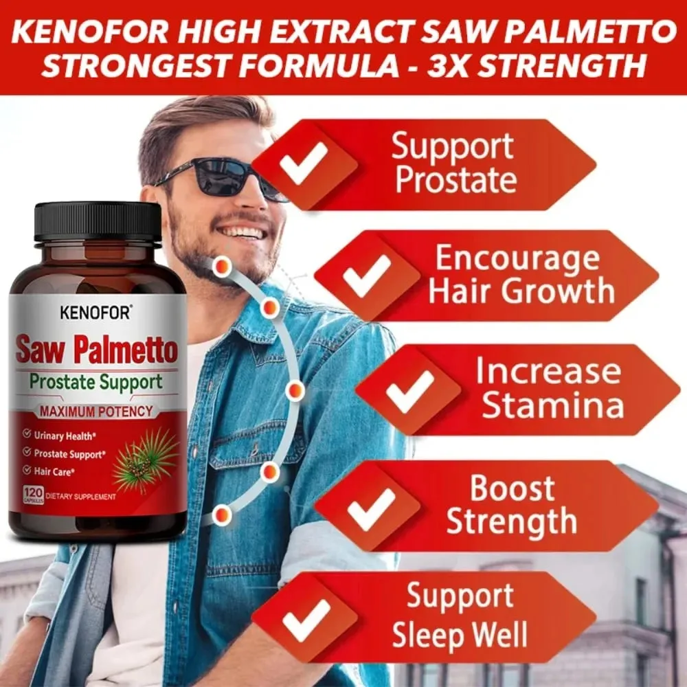Prostate Supplement with Saw Palmetto Supports Urinary Tract Health Herbal Health Supplement 120 Vegetarian Capsules