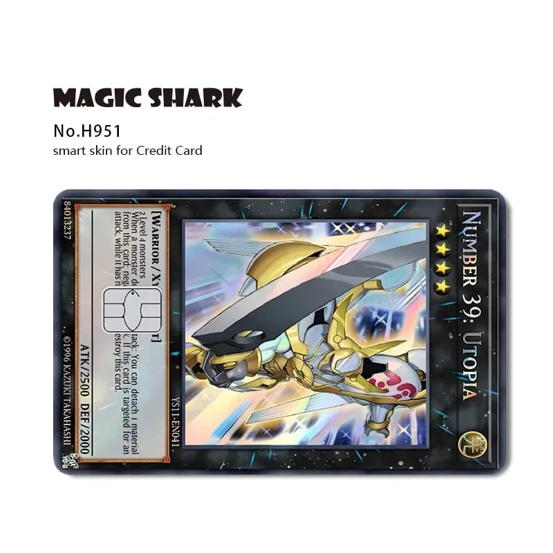 Magic Shark Yo-gi-oh Blue Eyes Dragon Game Shinny Holographic Laser Debit Credit Card Sticker Film Skin Front Cover