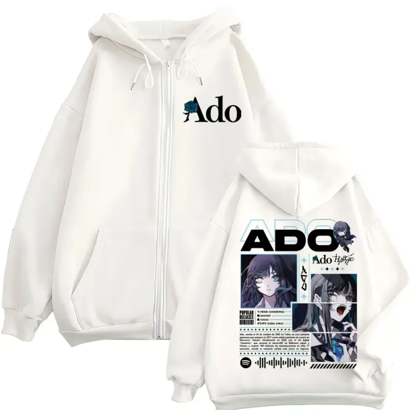 Ado World Tour 2025 Hibana Zipper Hoodies Panlalaking Babae Damit Fashion Harajuku Zip Up Sweatshirts Pullover Jacket Coat Streetwear