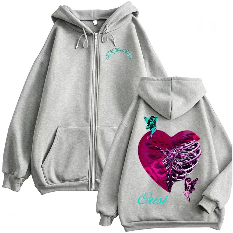 Omar Courtz Por Si Manana No Estoy Tour Zip Up Hoodies Men's Harajuku Aesthetic Sweatshirt Jacket Fleece Casual Zipper Pullovers