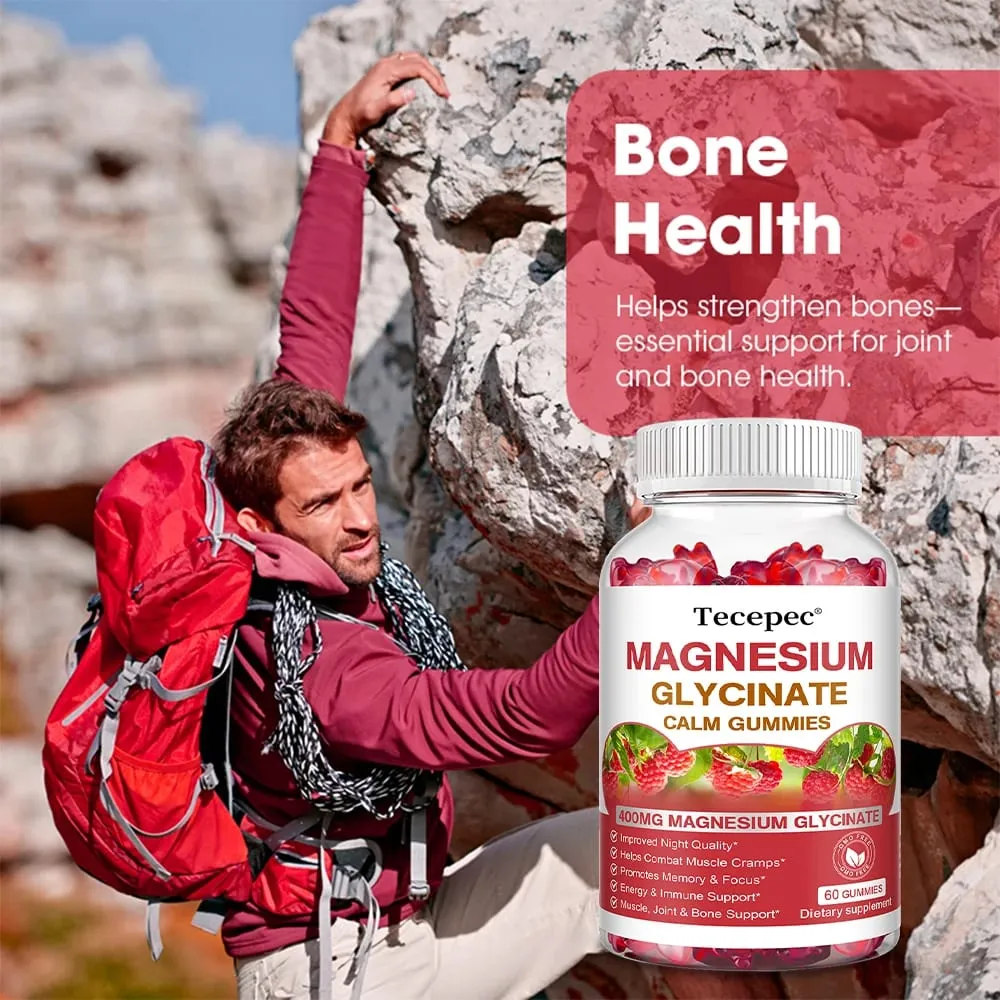 Magnesium Glycinate Gummies-Adult Supplements That Aid Relaxation Promote Heart Health and Support Bone Marrow and Joint Health