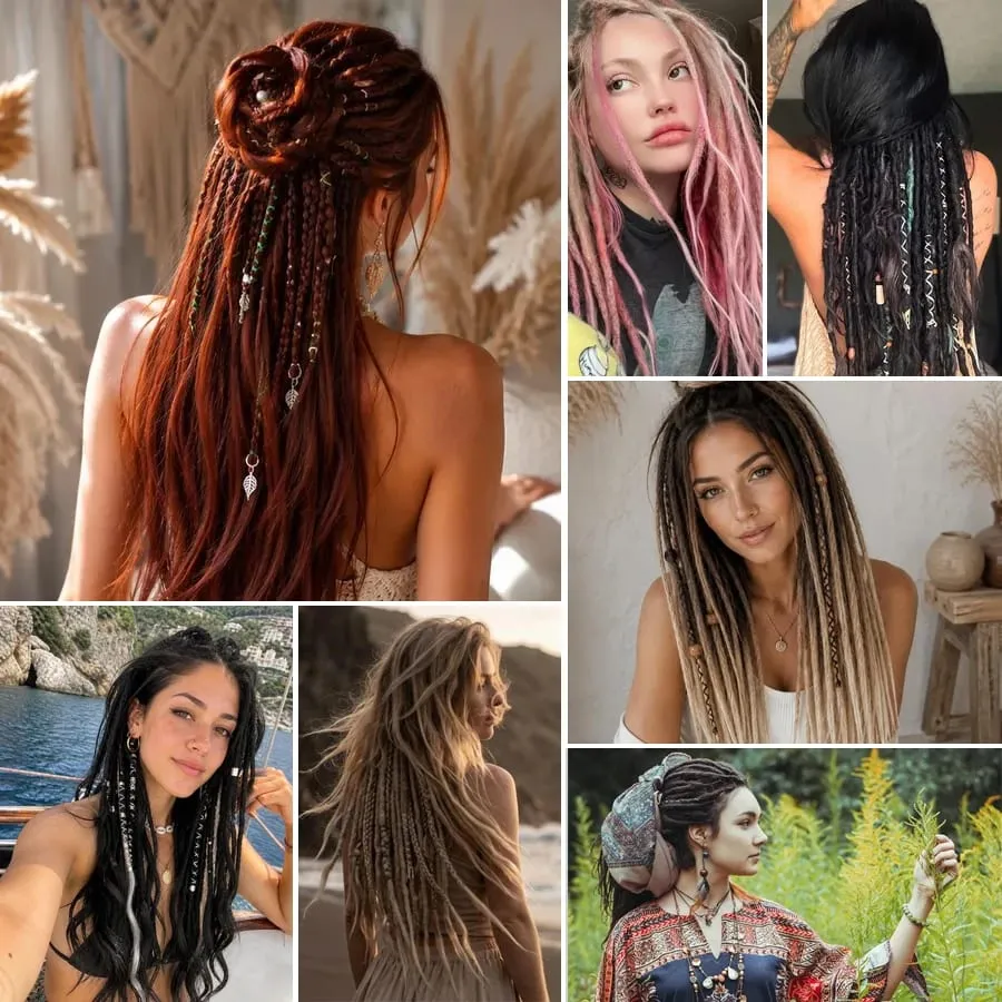 2Pcs 24"Clip‑in Synthetic Braided Hair Extensions with BB Clips Handmade Crochet Hair Pieces for Cosplay Hip‑Hop Festival