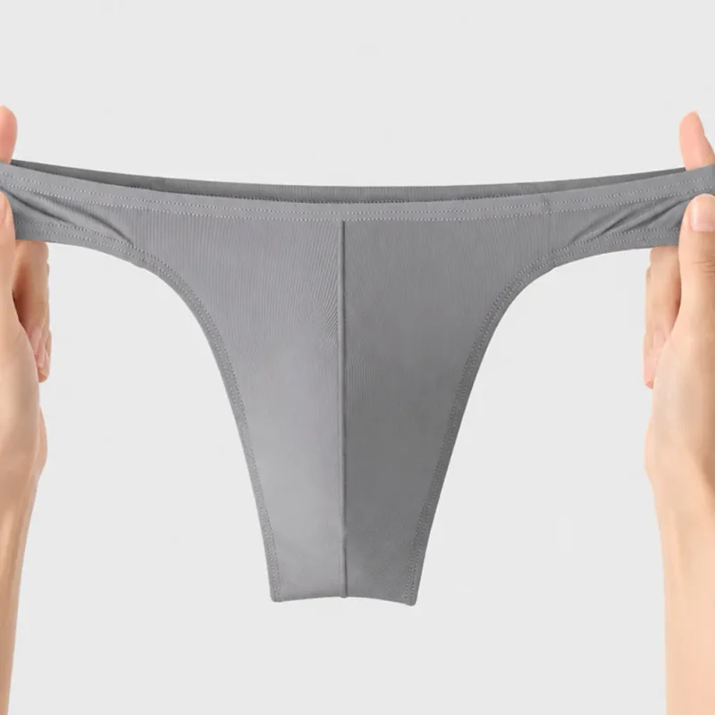 Eis Seide Tangas Männer Sexy Unterwäsche Weiche Rippen G-string Atmungsaktive Unterhose Nahtlose Höschen Männliche Dessous Ausbuchtung Beutel Briefs