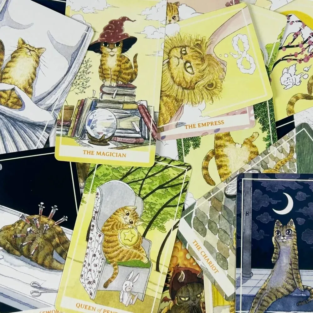 Sunny Orange Cat Tarot Cards A 78PCS Deck Best Gift-giving For Cat Lover Great For Beginners Meditation & Party Games
