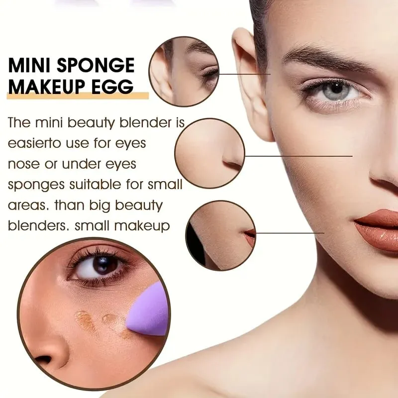 12Pieces Portable Makeup Sponge Set Portable Foundation Cosmetic Puff for Face Concealer Mixing Beauty Sponge Liquid Cream Power