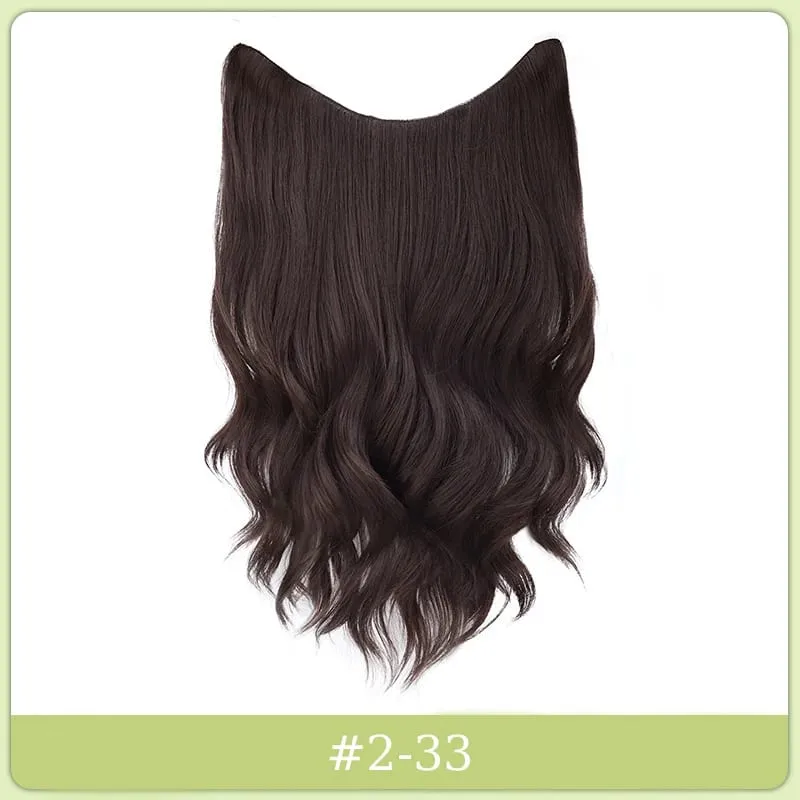 Synthetic Black Wavy Clip in Hair Extensions Hairpiece U-shaped Hair Extensions with 5 Clips for Women Girls Daily Use Soft Hair