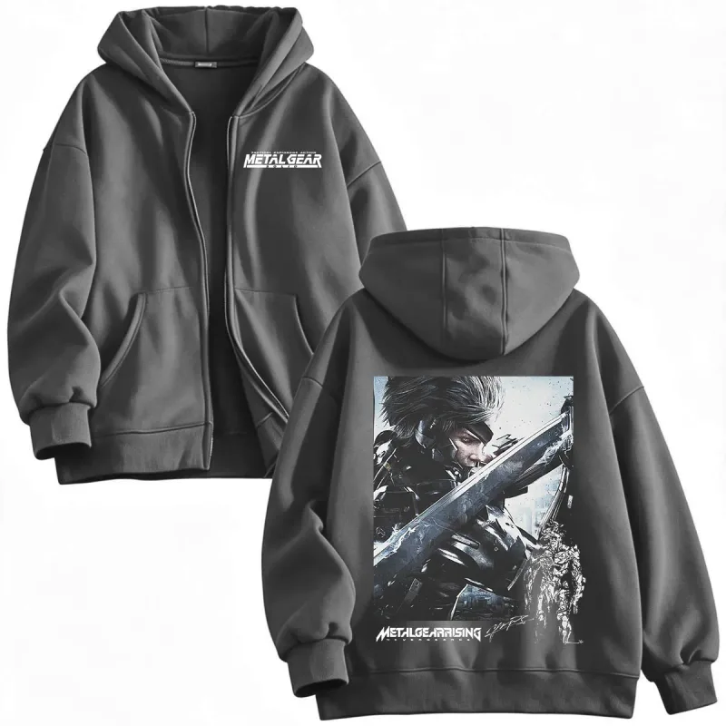 Metal Gear Rising Revengeance Raiden Game Zipper Hoodies Men Women Clothing Fashion Pullovers Zip Up Hooded Sweatshirts Jackets