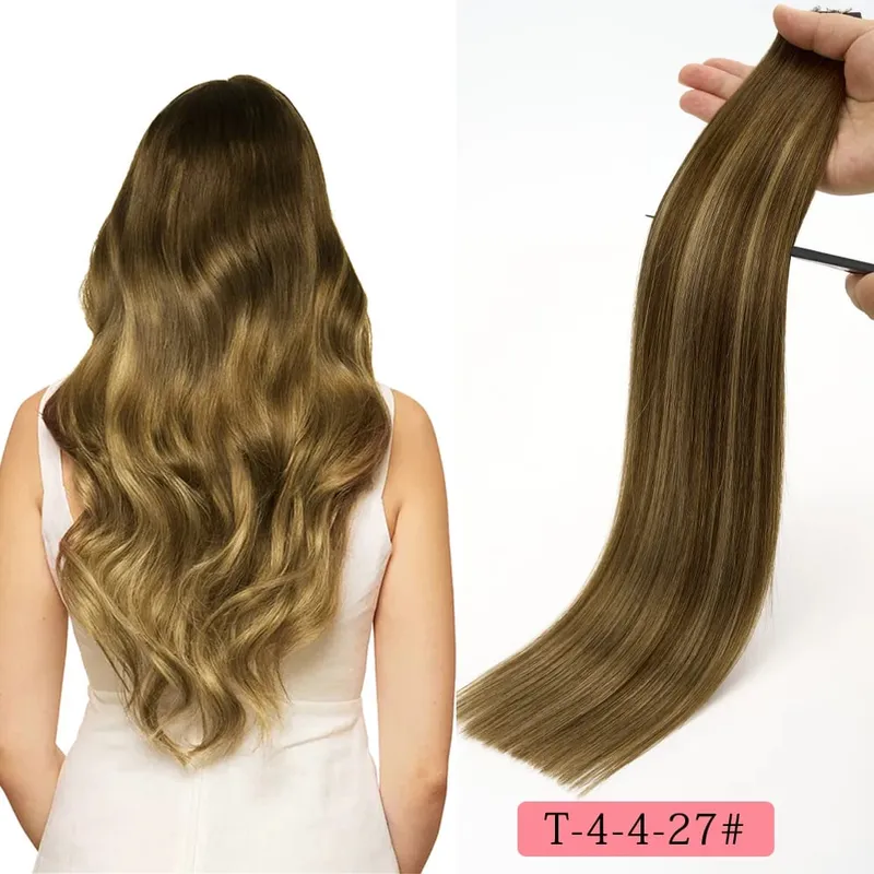 Tape in Hair Extensions Human Hair Remy Tape Ins Human Hair Extensions Seamless Silky Straight Skin Weft for Length and Volume