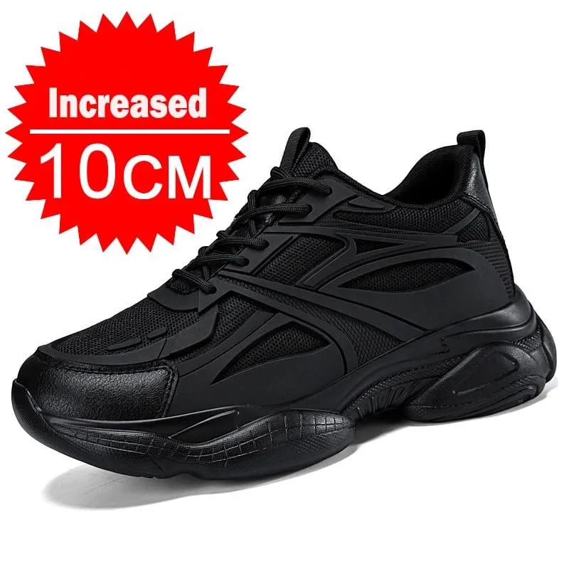 Winter Men's Height-increasing 10CM Sports Shoes Men Genuine Leather Mesh Shoes Warm Thick-soled Shoes Heightening Insoles 6-8CM