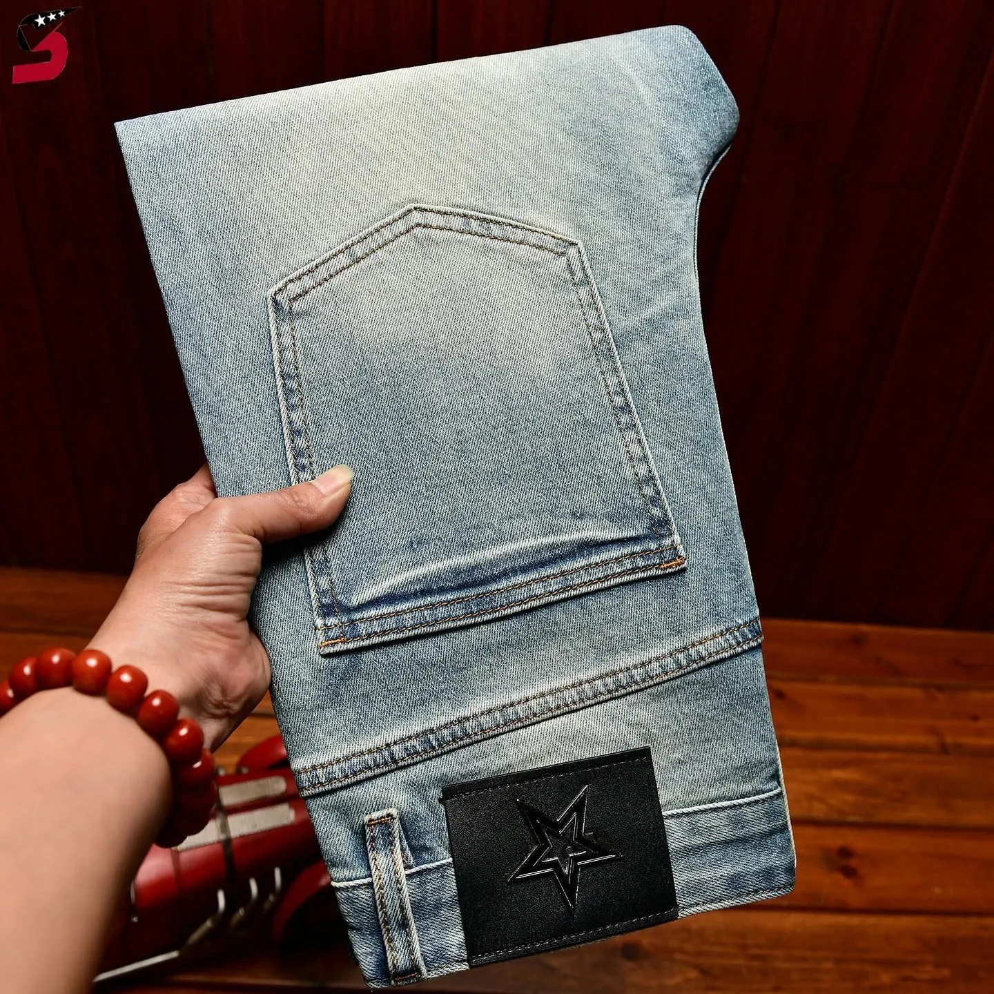 Jeans Men's Summer High-end Cotton Stretch Slim Fit Skinny Pants Washed Casual All-match Fashion Denim Trousers