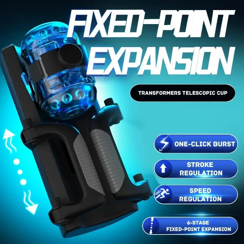 Automatic Handle Masturbator 6-Segment Fixed-point Telescopic Male One-Key Burst Masturbation Cup Trainer Sex Toy for Men