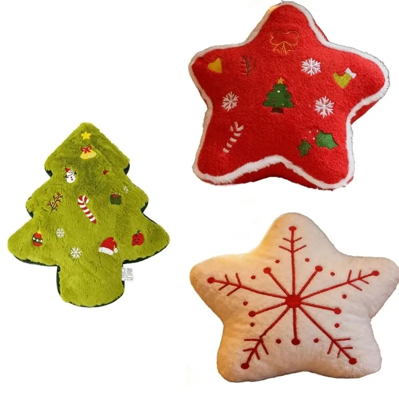 Plush Pillow Christmas Cushion for Bedroom and Sofa Decors Soft Stuffed Throw Pillow Holiday Decoration for Kids and Family