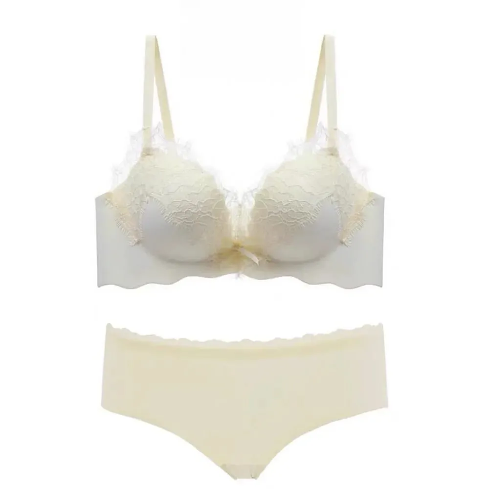 New Pure Desire Lace Lingerie Set Women Thick Padded Push Up Bra Small Bust Lift A to C Cup Underwear Intimates Daily Wear 32-38 — image 5