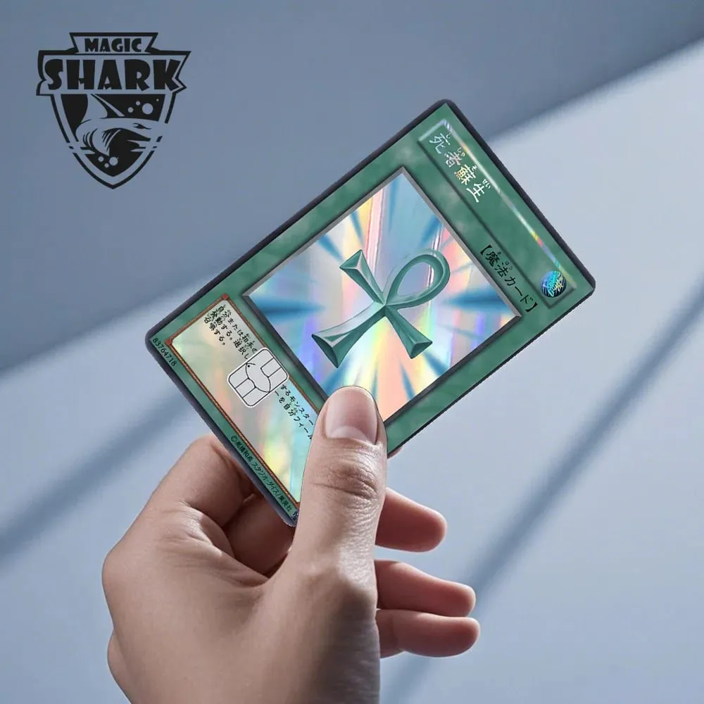 Magic Shark Yo-gi-oh Blue Eyes Dragon Game Shinny Holographic Laser Debit Credit Card Sticker Film Skin Front Cover