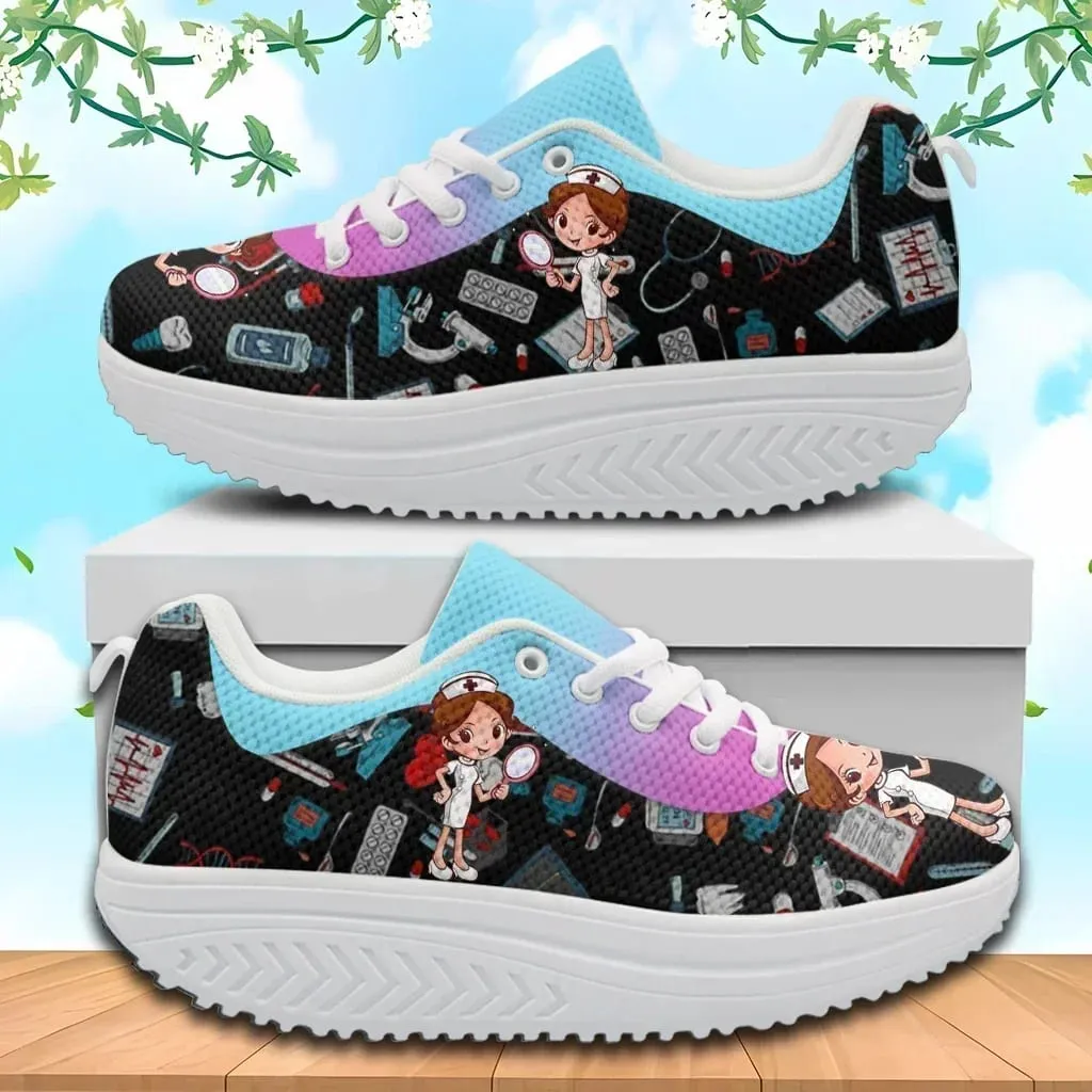 Fashion Women's Nurse Shoes Non-Slip Soft Platform Sneakers Medical Assitant Pattern Air Cushion Footwear Zapatos