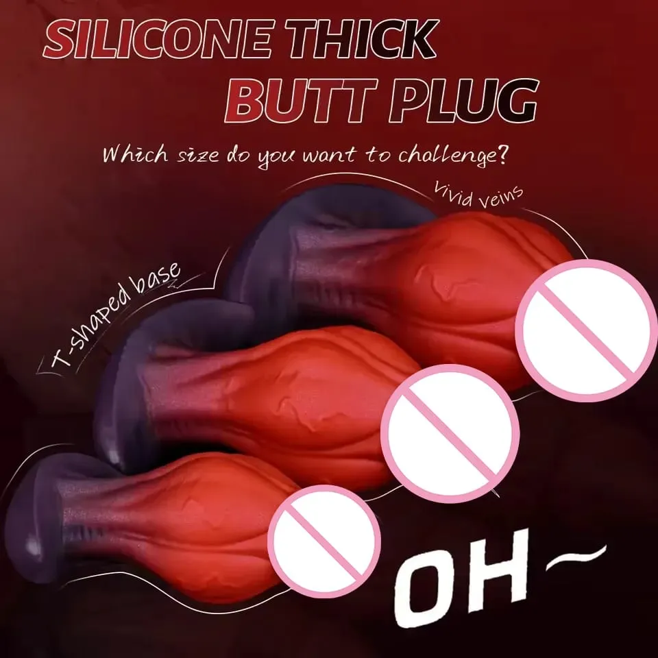 Realistic Dildo Big Knot Wearable Anal Plug Liquid Silicone Butt Plug Vaginal Anal Prostate Massage Adult Sex Toys For Women Men