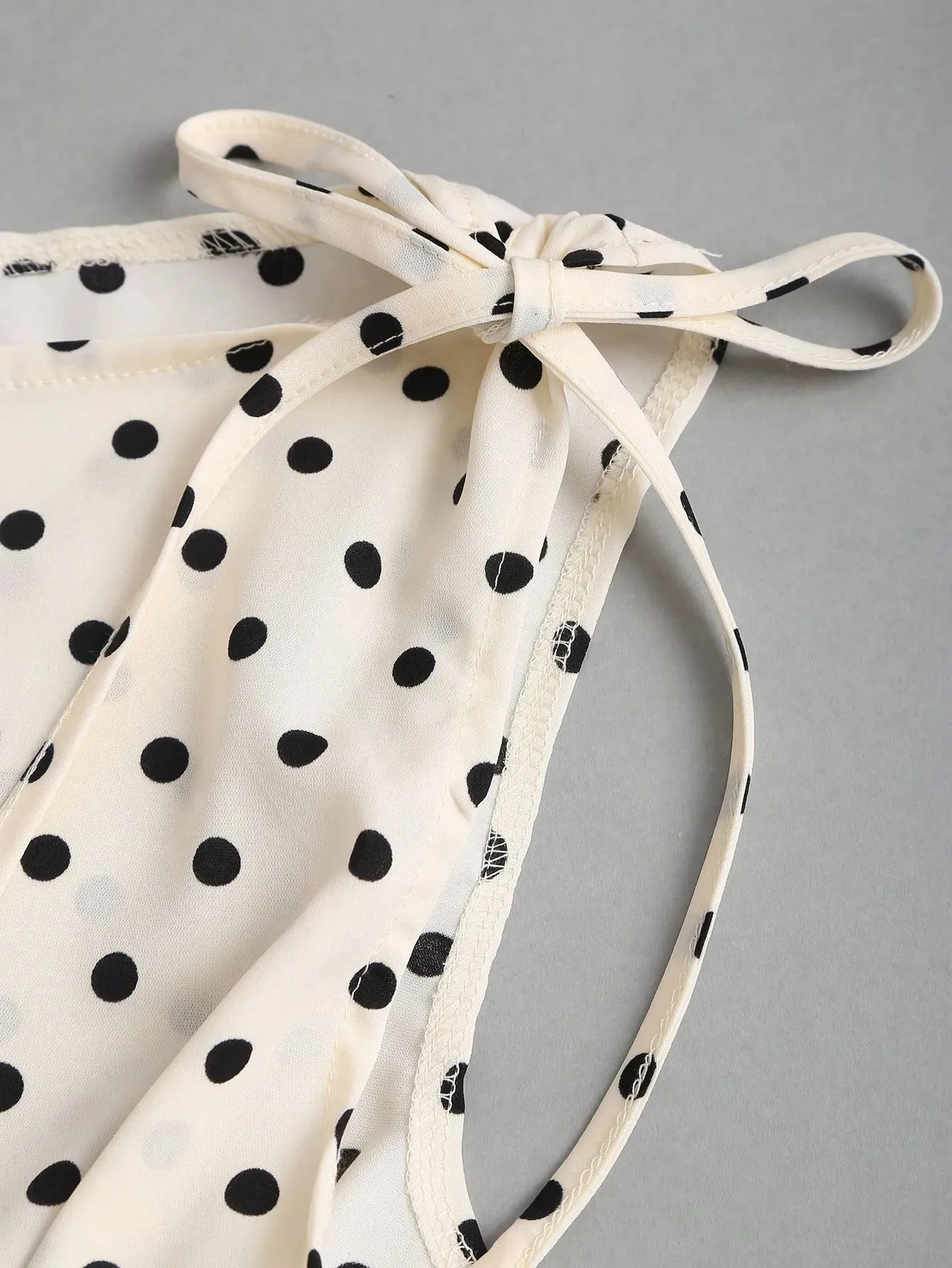 Women's Elegant Polka Dots Elastic Fitted Waist Slim Fit A-Line Tank Top Casual Shoulder Bow Decor Sleeveless Top Summer 2026