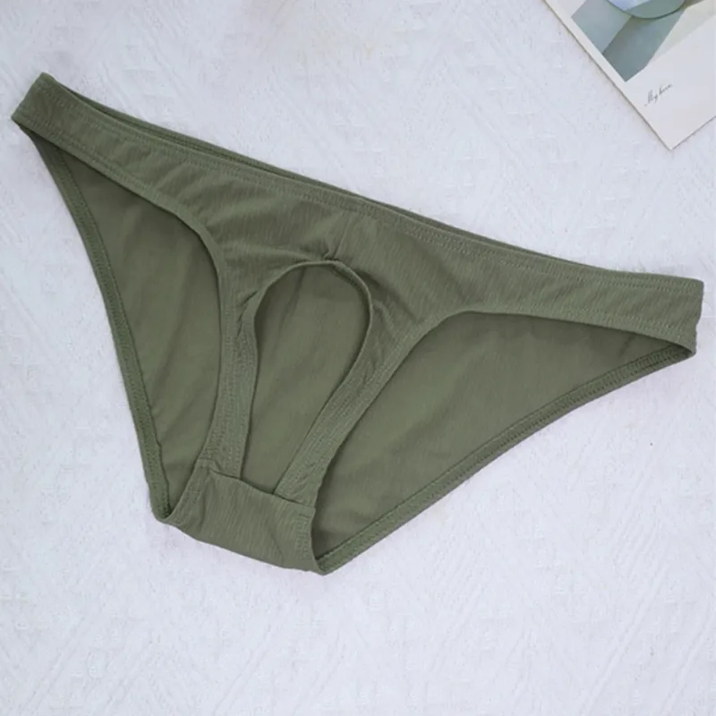 Men Gay Sexy Briefs Front Open Soft Underpants Men Low Rise Underwear Breathable Quick Dry Panties Sexy Torys For Man Lingerie