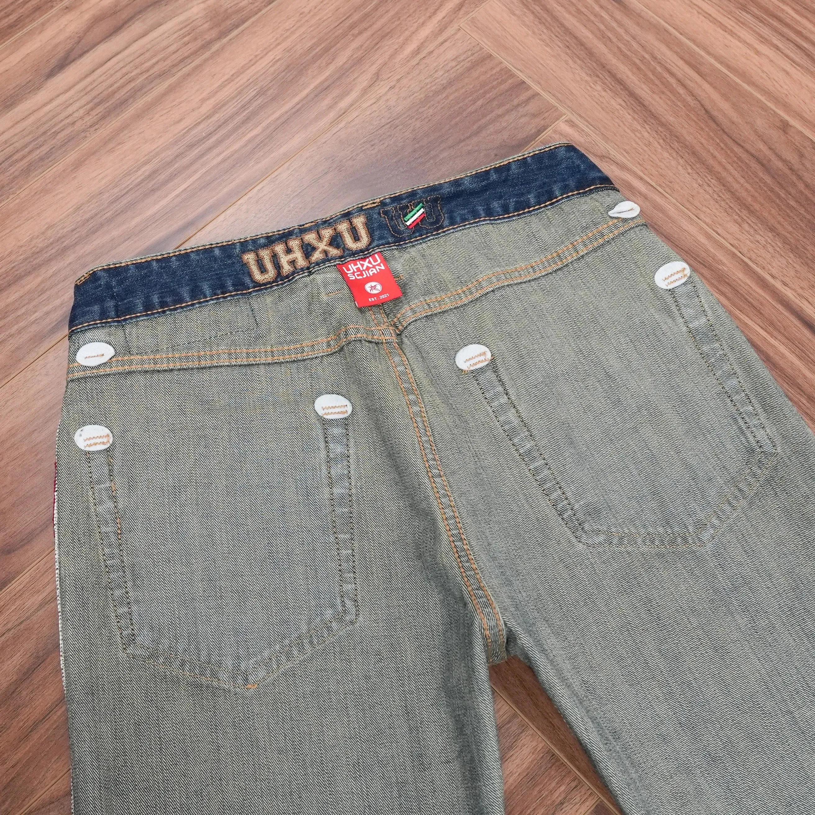 2026 Spring Autumn Men's Distressed Washed Vintage Regular Straight Denim Jeans American Retro Worn-In Look Trendy Style Pants