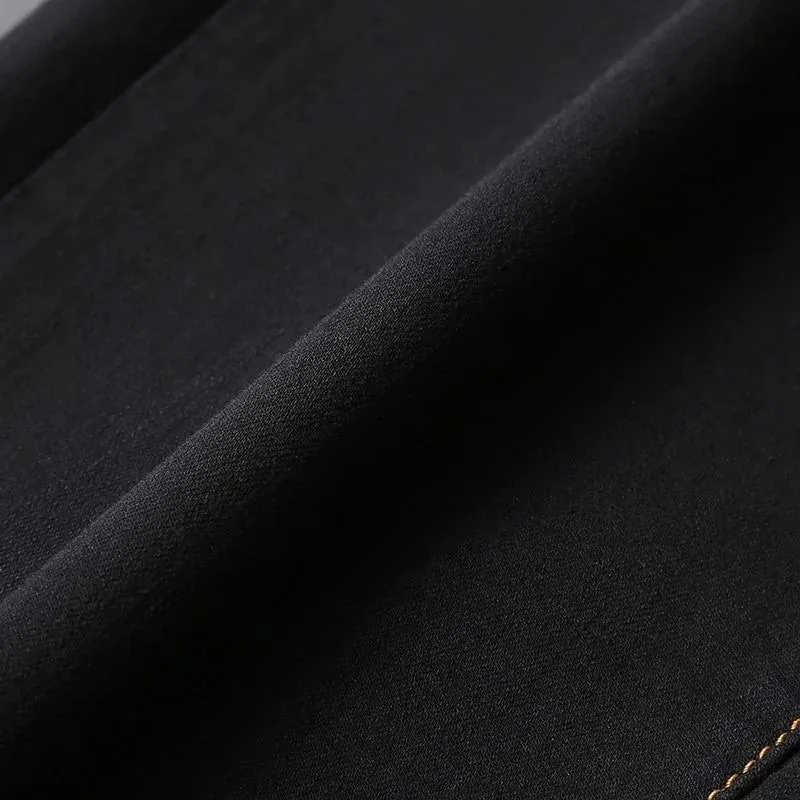 2026 Men's Black Jeans Autumn New Arrival Exquisite Embroidery Stretch Slim Fit Mid-Waist Versatile Casual Long Pants