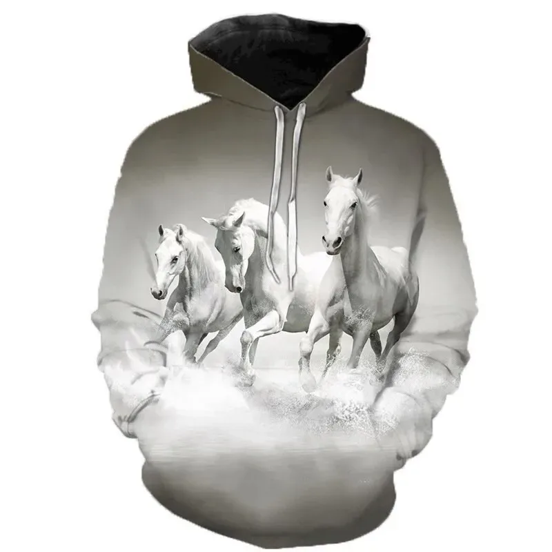New Style Autumn 3D Printed Men's Hoodie Animal Horse Pullover Loose Sportswear Casual Men's Fashion Pullover Hooded