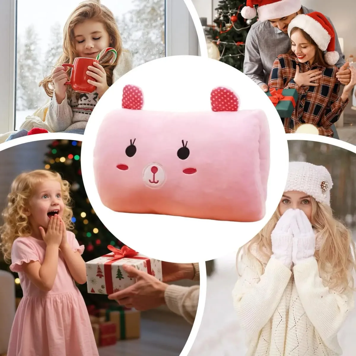 Creative Cushion Hand-Warming Plush Gift Plush Bunny Shape Hand Warmer Muff Throw Pillow For Kids Winter Travel Napping School