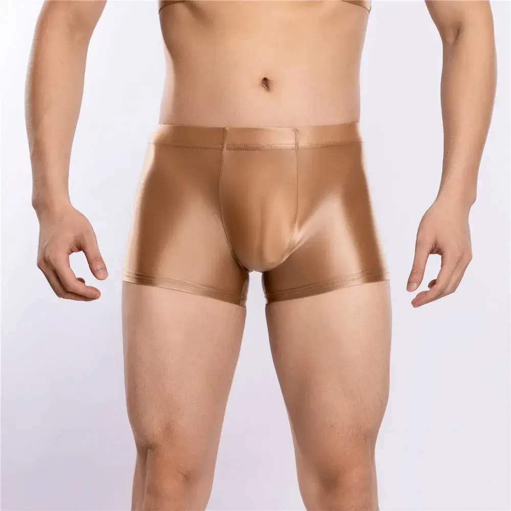 Sexy Men Hot Short Panties U Bulge Pouch Boxer Oil Shiny Glossy Smooth Lingerie Candy Color Underwear Breathable Briefs