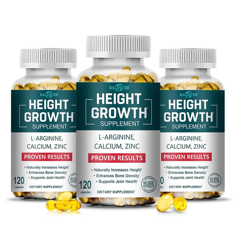 Suplementos para crescimento de altura, cálcio, vitamina D3, zinco, fortalecimento ósseo, aumento natural de altura para crianças, adolescentes e adultos