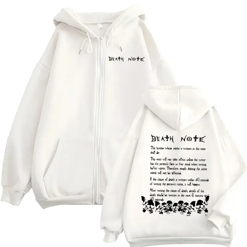 Anime Death Note Rem Ryuk Zipper Hoodies Men's Women Clothing Fashion Casual Long Sleeve Zip Up Hooded Sweatshirts Jacket Coat
