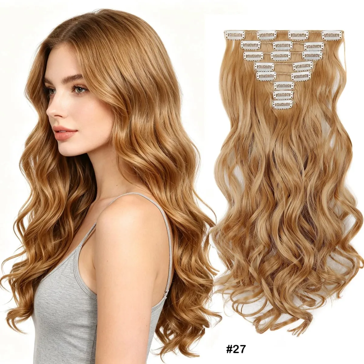 Wavy Clip in Hair Extensions 50cm Matte Synthetic Hair Pieces For Women Daily Party Hairstyle