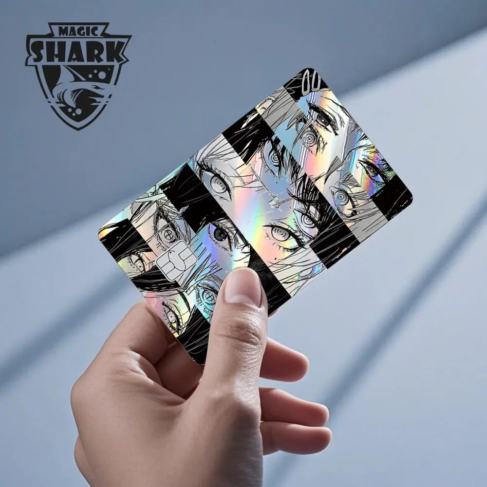 1pc Front Cool Anime Evil Holographic Laser Shinny Film Skin Sticker Cover for Debit Bank Credit Card