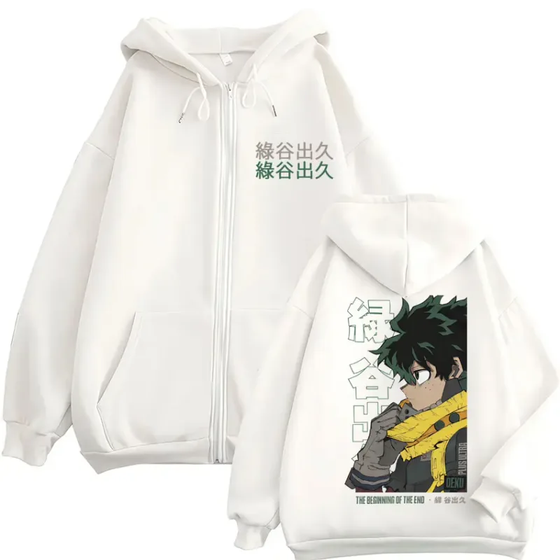 Anime My Hero Academia Deku Izuku Midoriya Zip Up Hoodies Men Women Fashion Harajuku Sportwear Casual Oversized Fleece Jackets