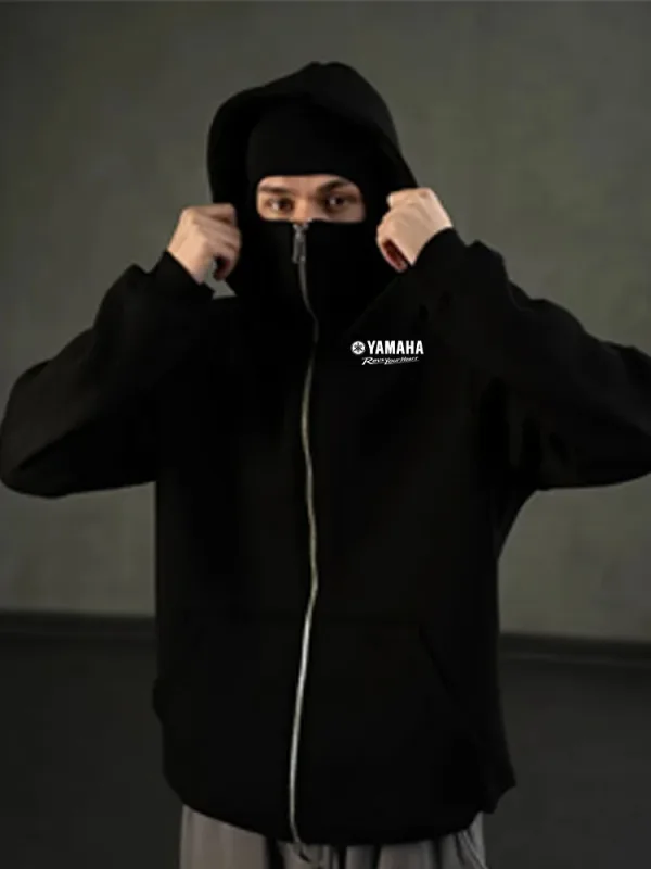 yamaha logo Printed Cotton Cycling Mask Zipper Hoodie Men and Women Autumn and Winter New Style Fashion Casual Retro Cycling Jer