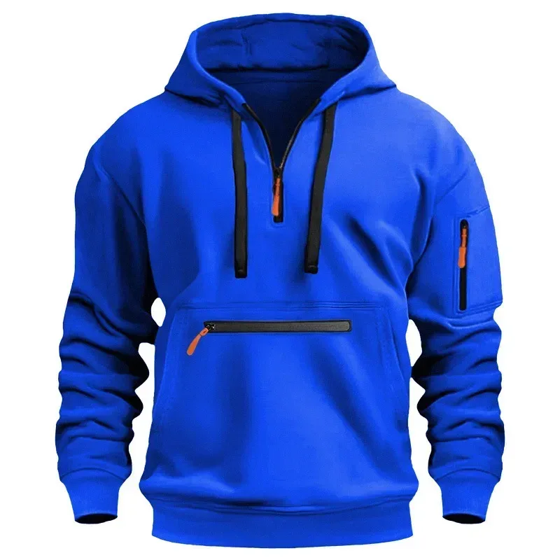 2025 New Men's Hoodies Winter Hooded Shirt Wear Fleece Multi Pocket Fashion Tops Hoody Loose Oversized Pullover Man Clothing