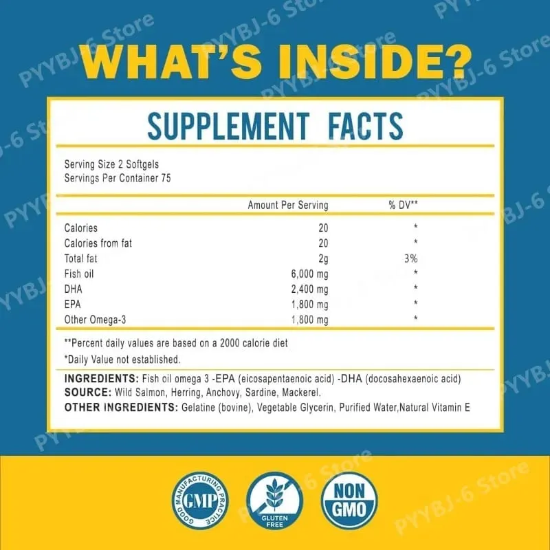 Omega 3 Fish Oil Softgels High Potency EPA DHA Daily Supplement for Adults Supports Joint Immune Health 150 Softgels Non GMO