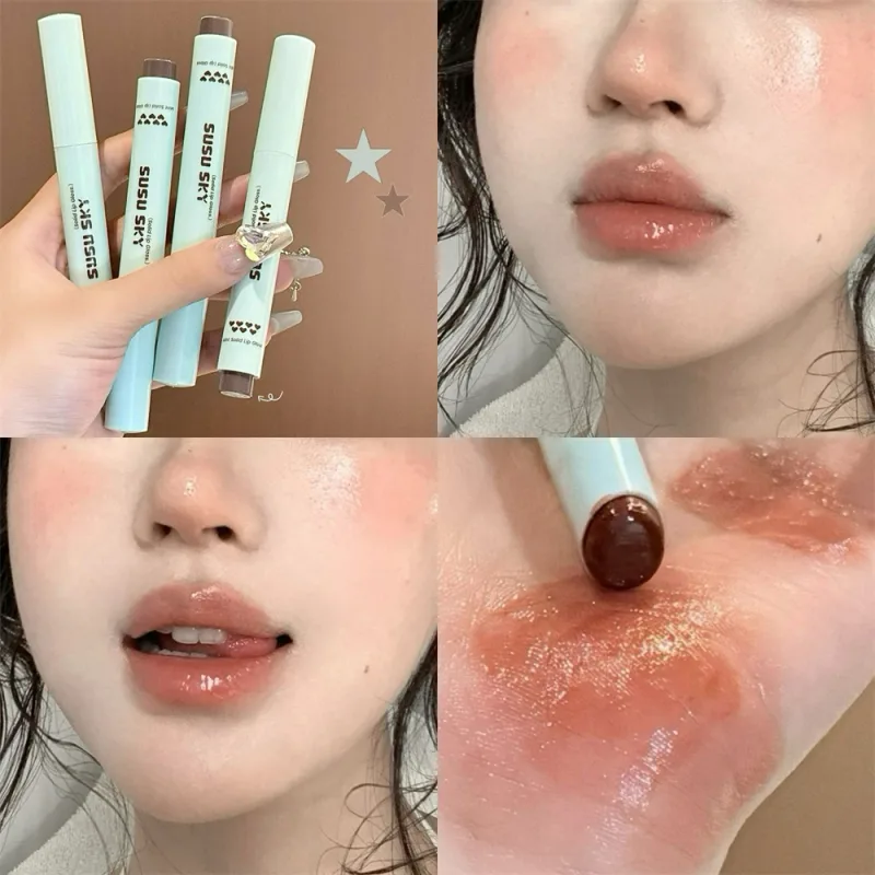 Jelly Solid Lip Gloss Mirror Orange Red Moisturizing Watery Colored Lip Balm Non-stain Cup Long Lasting Plumping Lipstick Makeup