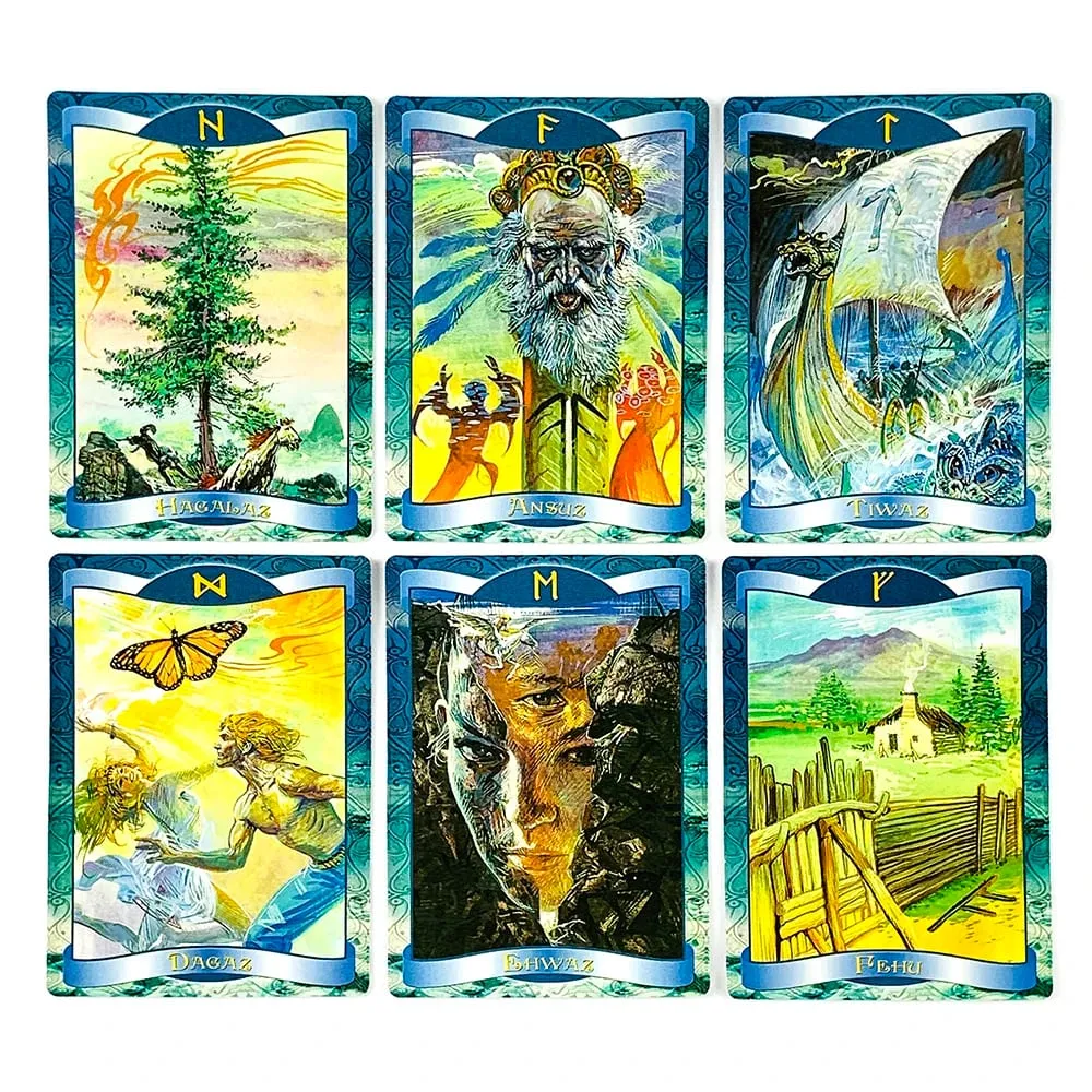 New Runes Oracle Cards 24 Cards Nordic Rune Oracle Cards Mystic Divination Deck Cards Game for Spiritual Meditation 10.3*7.3cm