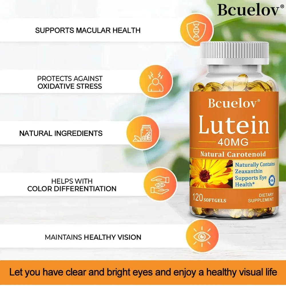 Natural Lutein 40 Mg Antioxidant Eye Health Supplement Improves Dry Eyes Promotes Vision and Eye Health Non-GMO