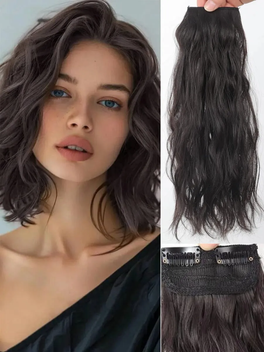 Women Water Wave Extensions Clip In Hair Extensions Invisible Synthetic Wig Piece Suitable Thinning Hair Increase Hair Volume