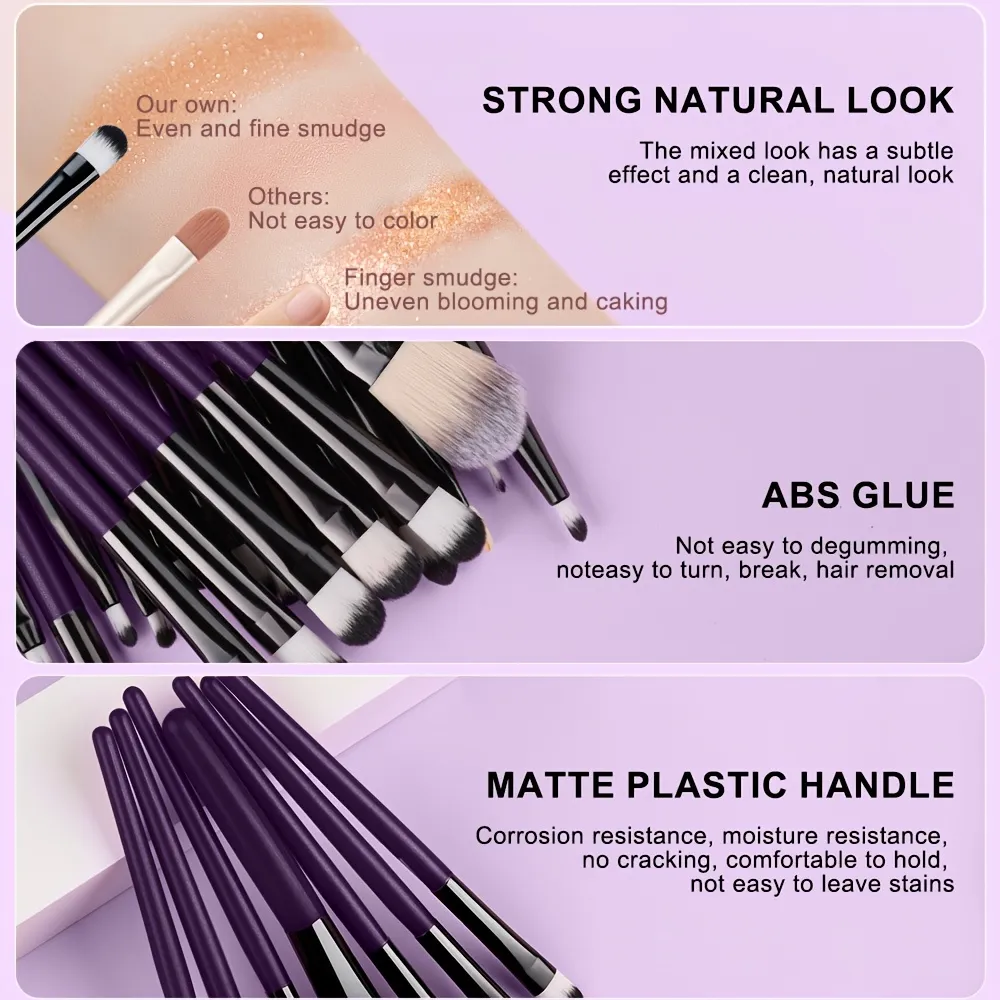 20pcs Eye Makeup Brush Set Portable Soft Makeup Brushes Beauty Tools Foundation Eyeshadow Eyeliner Brush Multi-function Beginner