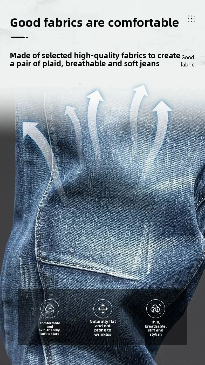 Jeans elastici larghi con giunture elastiche Pantaloni alla moda coreani autunnali da uomo Pantaloni in denim Harlan da uomo Jeans bootcut da uomo