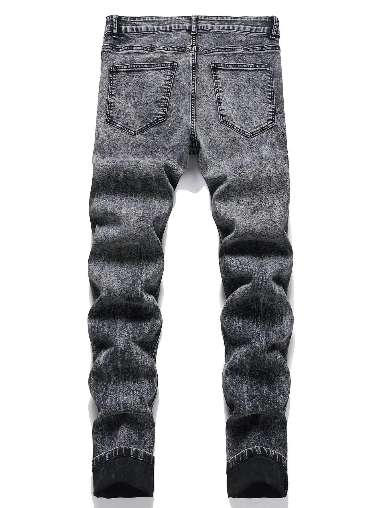 Men Stretch Jeans Pencil Pants Mid Waist Slim Fit Washed Denims Casual Vintage Distressed Basics Denim Ankle Length Trousers