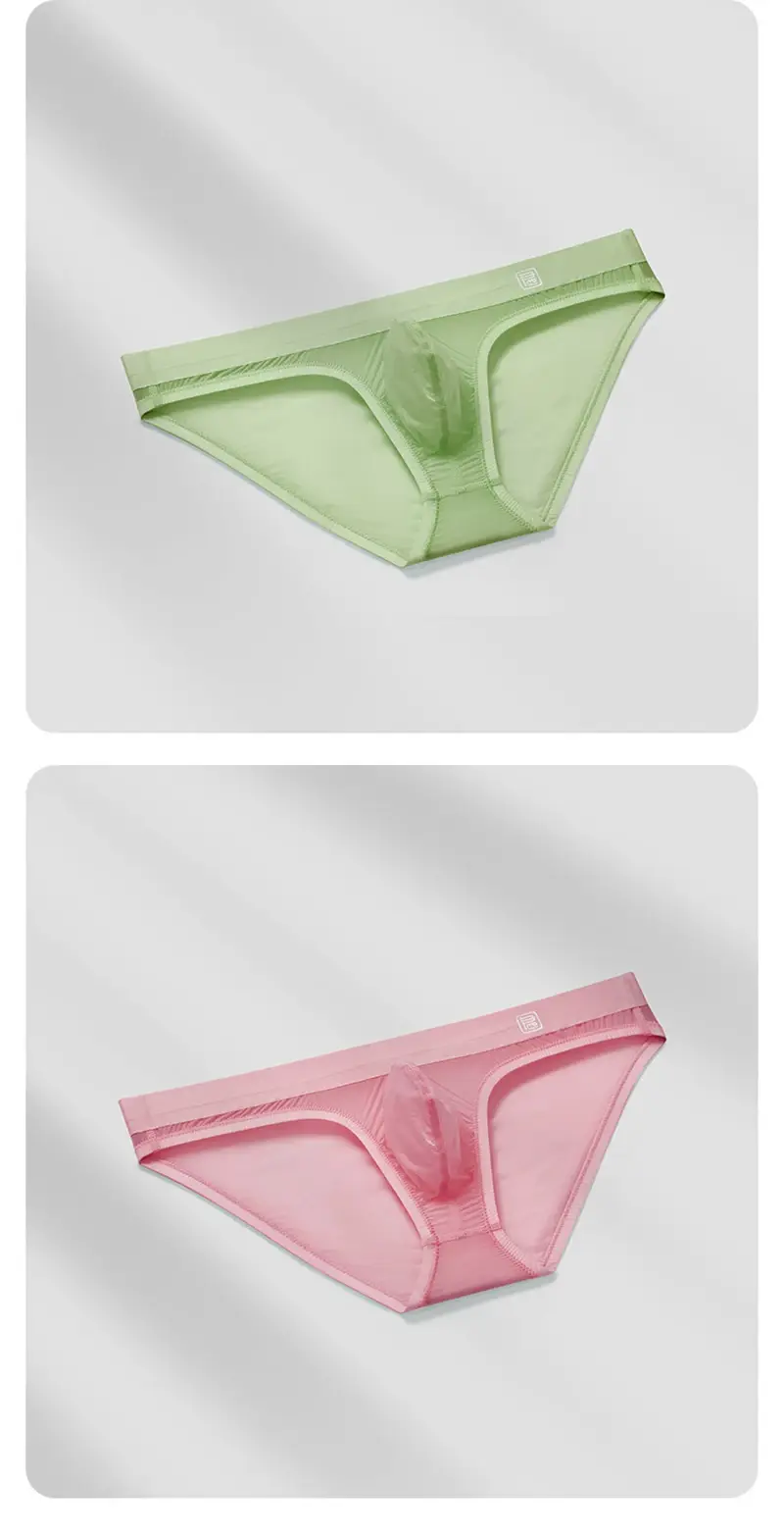 Ice Silk Ultra-thin Men Underwear Seamless Transparent Quick Drying Briefs Sexy U Bulge Pouch Triangle Underpants Erotic Panties