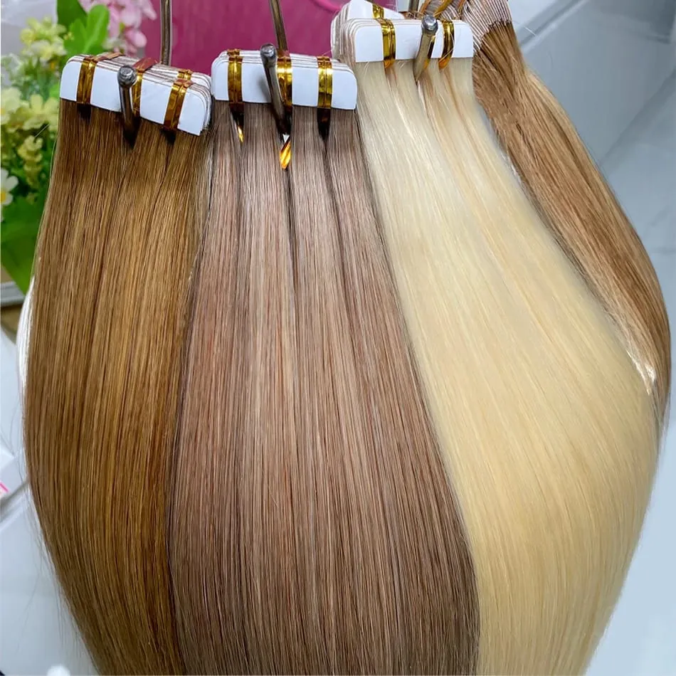 Tape-In Human Hair Extensions Different Colors Straight Hair 18-30 Inch Double Sided Adhesive Remy Hair — image 3